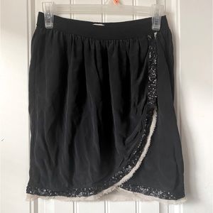 Aritzia Wilfred washed black silk skirt